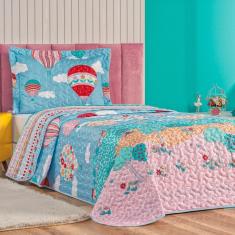 Imagem de Kit Cobre Leito Solteiro E Lençol 5 Peças Balãozinho