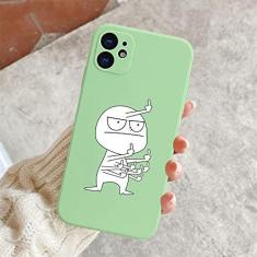 Imagem de Capa de telefone engraçada para iphone 11 12 13 pro max mini capas de dedo médio para iphone 7 8 plus x xr xs max capa traseira macia, matcha verde t2620, para iphone 13 pro
