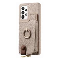 Imagem de Capa de suporte de anel de carteira de cartões com zíper para Samsung Galaxy S24 Ultra S23 Plus S22 A14 A24 A34 A15 A55 A05S Capa de bolsa vertical, cáqui, para Samsung S22Plus