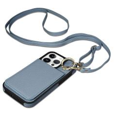 Imagem de Keallce Capa para iPhone 15 Pro de 6,1 polegadas, capa transversal destacável com suporte para cartão com bloqueio RFID, 360ーRing Stand, capa de telefone de couro fólio, alça de ombro para iPhone 15