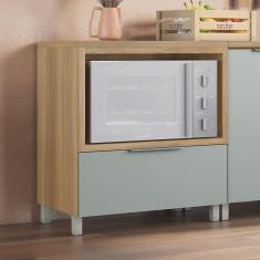 Imagem de Balcão Forno 1 Gaveta com Caixa Organizadora 80cm 100% MDF Marquesa Marrom/Verde