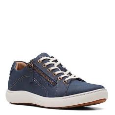 Imagem de Clarks Tênis feminino de renda Nalle, Azul-marinho Nubuc, 39 BR