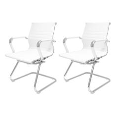 Imagem de Kit 2 Cadeiras De Escrit rio Interlocutor Fixa Baixa Stripes