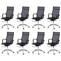 Imagem de Kit 4 Cadeiras para Escritorio Interlocutor Base Fixa Esteirinha Sintético 3301 Preto