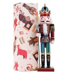 Imagem de Tpudn Enfeite de quebra-nozes para decoração de Natal, quebra-nozes tradicional de madeira de 30,5 cm, bonecos pintados de quebra-nozes, decoração festiva colecionável de Natal para festa de Ação de