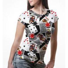 Imagem de Camiseta Baby Look Feminina Poker Baralho E Fichas