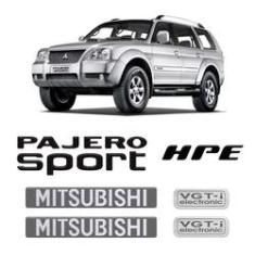 Imagem de Kit Emblemas Pajero Sport Hpe Vgt-i 2009 Adesivo Mitsubishi