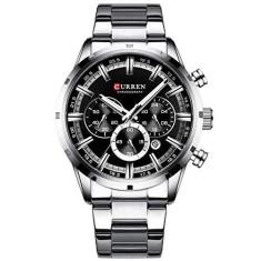 Imagem de Romacci 8355M masculino relógio de quartzo pulseira de aço inoxidável moda relógio de pulso multifuncional 3ATM display luminoso cronógrafo cronógrafo calendário data relógios