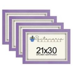 Imagem de Kit 4 Molduras Porta Diploma Certificado A4 21x30 Lilás