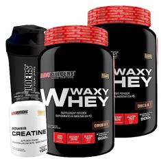 Imagem de Kit 2x Whey Protein Waxy Whey 900g + Power Creatina 100g + Coqueteleira - Bodybuilders (Chocolate)