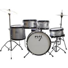 Imagem de Bateria Acústica Infantil Junior 2T Prata Com Banco New York - Ny-F1rs