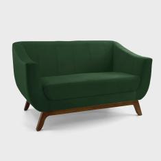 Imagem de Sofá 2 Lugares Odeon D07 140cm Base Madeira Veludo Esmeralda - D'Rossi