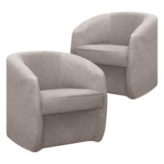 Imagem de Conjunto 2 Poltronas Decorativas Conceito Orgânico FLY para Sala Bouclê Creme SOFA STORE