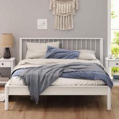 Imagem de Cama Queen Casal de Madeira Maciça Moderna Apoana Branco - IDIMEX