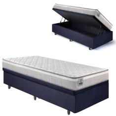 Imagem de Base Box Baú 88x188 Suede Preto com Colchão Hanover Inducol