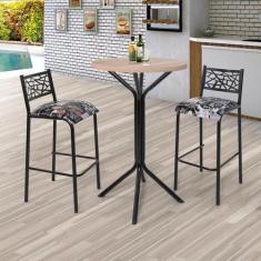 Imagem de Conjunto Bistrô Dani 2 Banquetas e Mesa Tampo BP Redondo Ciplafe