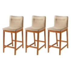 Imagem de Kit 3 Banquetas em Madeira Maciça Nadir Cinamomo