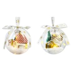 Imagem de SIHPTO 2 peças de enfeites de Natal engraçados (com luz), enfeites engraçados de mini pacotes, enfeite de Natal da Amazon, enfeites para pendurar bolas de Natal, bolas divertidas para decoração de
