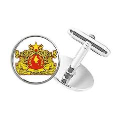 Imagem de DIYthinker Naypyidaw Abotoaduras com clipe de botão redondo e emblema nacional da Birmânia