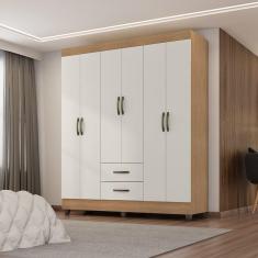 Imagem de Guarda-Roupa Casal 6 Portas 2 Gavetas Lite Marrom/Off White