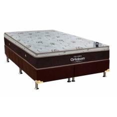 Imagem de Cama Box Casal: Colchão Molas Ortobom SuperPocket Sleep King Látex + Base CRC Suede Brown(138x188)