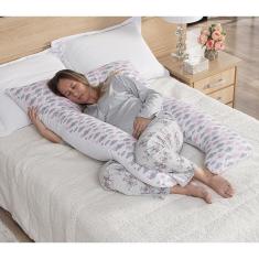 Imagem de Travesseiro Gestante Para Corpo Grávida Fronha Nuvem Rosa