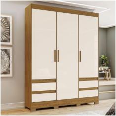 Imagem de Guarda Roupa Casal 03 Portas 04 Gavetas B55 Briz Nature Com Off White