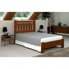 Imagem de Cama de Casal Tokio de Madeira Maciça Angelim Pedra Tauari Castanho