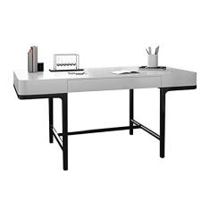 Imagem de Mesa de computador mesa de escritório em casa mesa de estudo de trabalho simples moderna com gaveta móveis de madeira de luxo sala de estudo estação de trabalho, mesa cinza/branca mesa PC mesa (cor: