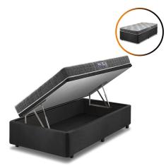 Imagem de Cama Box Baú Solteiro Preta + Colchão Washington Espuma D23 Liso 88x188x56cm