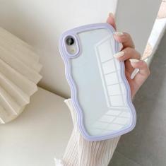 Imagem de UEEBAI Capa transparente com moldura ondulada para iPhone XR, capa de telefone transparente encaracolada, linda capa de telefone ondulada para meninas, ajuste fino, à prova de choque, capa macia e