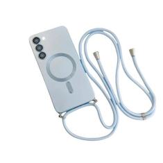 Imagem de Capa magnética de cordão crossbody para Samsung Galaxy S24 S23 S22 Plus Ultra S21 FE Proteção de câmera capa de TPU macia, azul Sierra, para Samsung S21