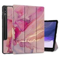 Imagem de MEEgoodo Capa para Samsung Galaxy Tab S8 Plus 2022/S7 FE 2021/S7 Plus 2020 12,4 polegadas com suporte para caneta, capas para tablet com suporte dobrável + capa traseira de TPU macio +