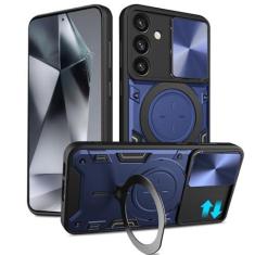 Imagem de Capa para Galaxy S24 Plus 5G, projetada para Samsung S 24 Plus com protetor de lente de câmera, suporte magnético invisível para carro, capa resistente à prova de choque de grau militar para homens,