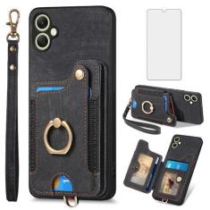 Imagem de Asuwish Capa de telefone para Samsung Galaxy A05 capa carteira com protetor de tela de vidro temperado e alça de pulso RFID suporte de cartão de crédito anel acessórios para celular Ao5 A 05 mulheres