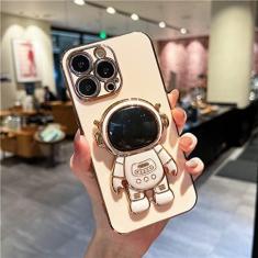 Imagem de Capa de telefone dobrável com suporte de astronauta de desenho animado para iPhone 11 12 13 14 15 Pro Mini XR XS Max capa de moldura macia em SE2 7 8 Plus, capa de astronauta rosa, para iphone 15