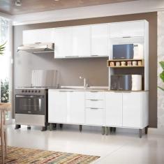 Imagem de Cozinha Modulada Glória 4 Peças com Aéreo 1200 3 Portas e Torre 2 Fornos Branco Neve