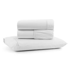 Imagem de Jogo Cama Lençol Bali Solteiro Percal 180 Fios 100% Algodão Ponto Palito 3 Peças - Branco