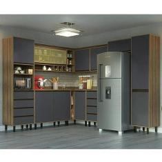 Imagem de Cozinha Compacta 9 Peças 10 Portas 8 Gavetas Confort Cinamomo/grafite