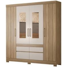Imagem de Guarda Roupa Casal 4 Portas Com Espelho 64110ES Amendola Off White Demobile