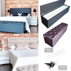 Imagem de Recamier Baú Capitonê Cinza Suede Liso Casal 140 X 37 X 50 - Rbl