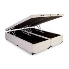 Imagem de Base Box Baú Queen Bipartido Sintético Bege 39x138x188
