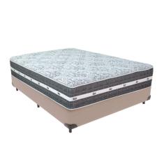 Imagem de Cama Box Bege E Colchão Black Graphite Molas Ensacadas Casal 138x188x32 Anjos