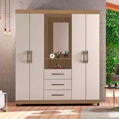 Imagem de Guarda Roupa Solteiro Espelho Capela Campos Nature Off White