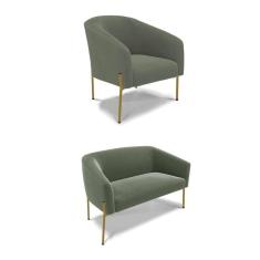 Imagem de Sofá Namoradeira E Poltrona Pé Ferro Dourado Stella Bouclê D03 - D`rossi Cor Menta