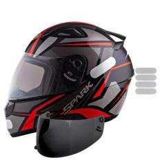 Imagem de Capacete Masculino Ebf Spider Vermelho Mais Viseira Fumê e Adesivo Bra