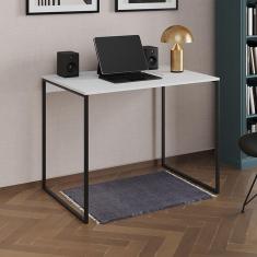 Imagem de Escrivaninha Industrial Office Branca 90x53 Grécia Base Ferro Preto