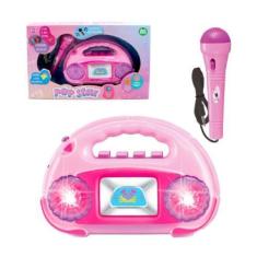 Imagem de Radio com Microfone Amplificador Popstar Infantil com Musicas e Luzes 