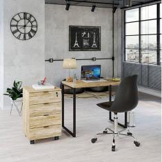 Imagem de Escrivaninha com Gaveteiro 4 Gavetas Kuadra Compace Carvalho Carvalho