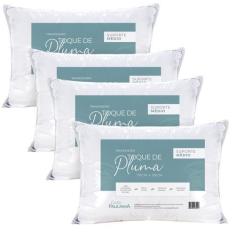 Imagem de Kit 04 Travesseiros Toque de Pluma Pena Firme Percal 180 Fios 70x50cm 